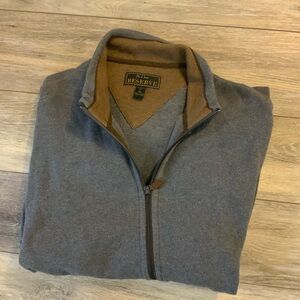 Reserved Men's Gray and Brown Zip-Up Sweater